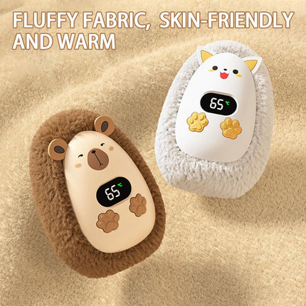 Rechargeable Hand Warmer Plush Animal Hand Warmer USB Hand Warmer 3-Setting - Brown - Size Fits Adult Hands