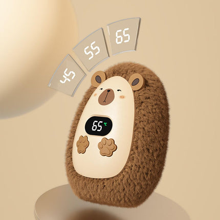 Rechargeable Hand Warmer Plush Animal Hand Warmer USB Hand Warmer 3-Setting - Brown - Size Fits Adult Hands