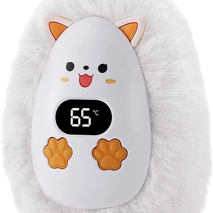Rechargeable Hand Warmer Plush Animal Hand Warmer USB Hand Warmer 3-Setting - White - Size Fits Adult Hands