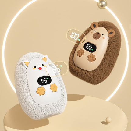 Rechargeable Hand Warmer Plush Animal Hand Warmer USB Hand Warmer 3-Setting - White - Size Fits Adult Hands
