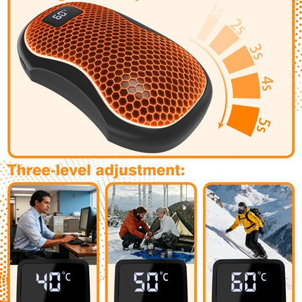 Hand Warmers Rechargeable 2 Pack,Portable Digital Display Pocket Electric hot Hands,Magnetic Battery Powered Heater. Outdoor, Golf, Hunting, Camping Accessories, Gifts - Dark Green - Size Fits Adult Hands