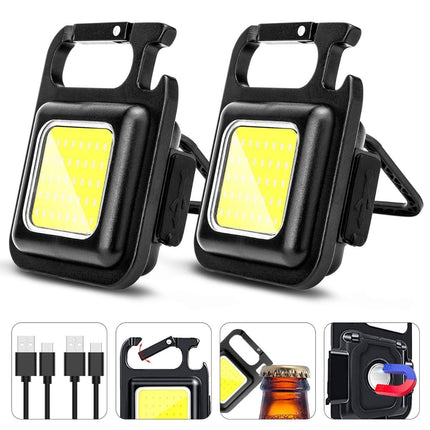 COB Rechargeable Keychain Flashlight 2Pack