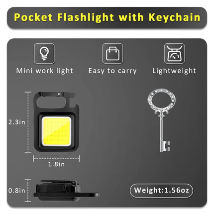 COB Rechargeable Keychain Flashlight 2Pack