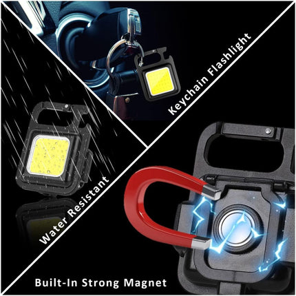 COB Rechargeable Keychain Flashlight 2Pack