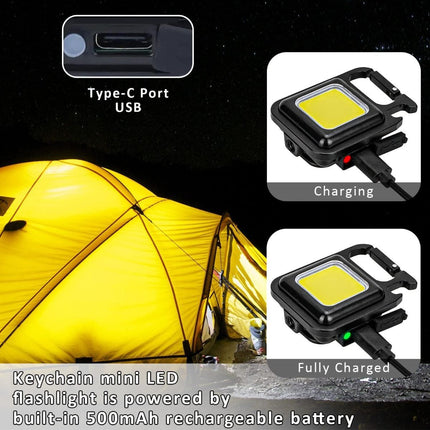 COB Rechargeable Keychain Flashlight 2Pack