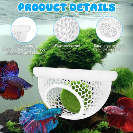 Floating Betta Hide & Shrimp Cave – 3D Printed Aquarium Hammock, Feeder & Rest Spot – Floating Betta Log & Cave Decor for Nano Tanks, Corydoras, Shrimp & Small Fish – Safe PLA, Patent Pending - Pink - Size S