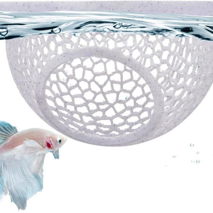 Floating Betta Hide & Shrimp Cave – 3D Printed Aquarium Hammock, Feeder & Rest Spot – Floating Betta Log & Cave Decor for Nano Tanks, Corydoras, Shrimp & Small Fish – Safe PLA, Patent Pending - Pink - Size S