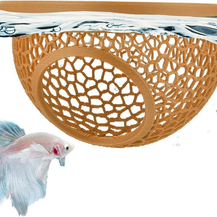 Floating Betta Hide & Shrimp Cave – 3D Printed Aquarium Hammock, Feeder & Rest Spot – Floating Betta Log & Cave Decor for Nano Tanks, Corydoras, Shrimp & Small Fish – Safe PLA, Patent Pending - Pink - Size S