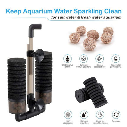 Aquarium Double Sponge Filter, Comes with 2 Spare Sponges (Size M)