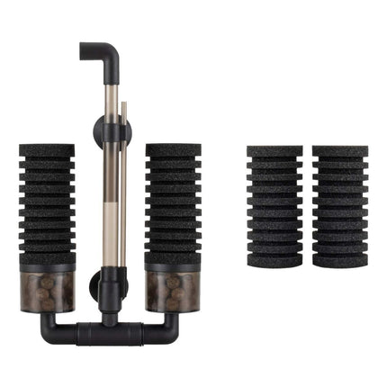 Aquarium Double Sponge Filter, Comes with 2 Spare Sponges (Size S)