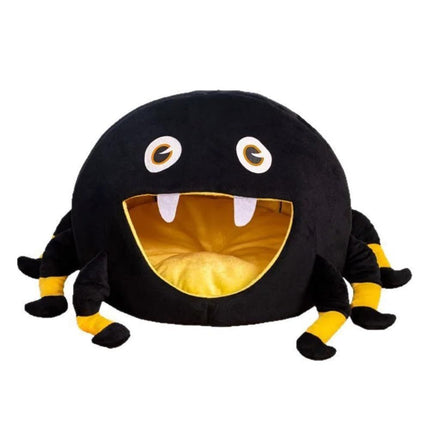 Black Spider Cat Nest Halloween Puppy Cave Warm Kitten Bed