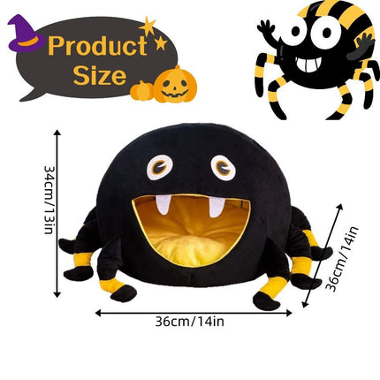 Black Spider Cat Nest Halloween Puppy Cave Warm Kitten Bed