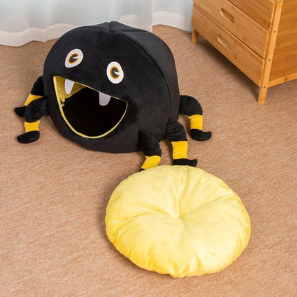 Black Spider Cat Nest Halloween Puppy Cave Warm Kitten Bed