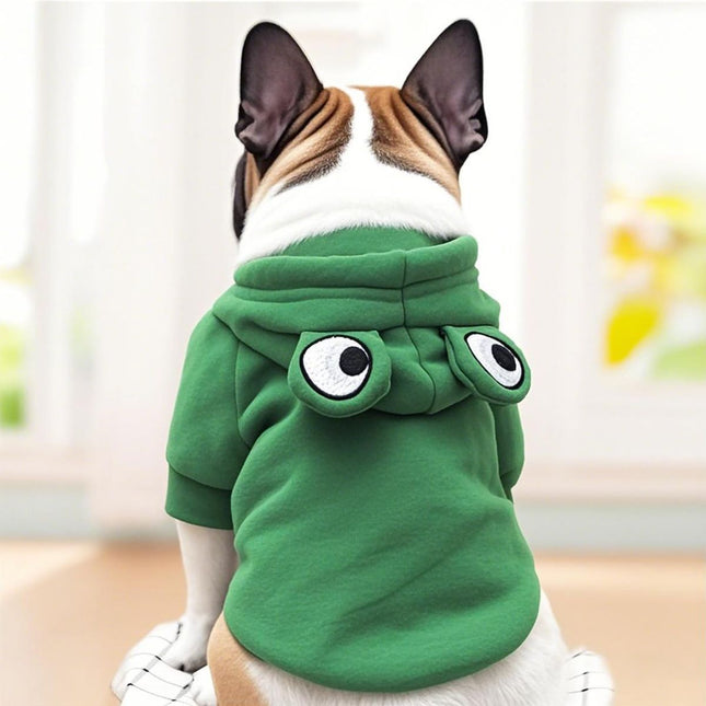 Dog Hoodie Frog-Themed Autumn Winter Pet Clothing Small Medium Dogs Soft - Green - Size XXL