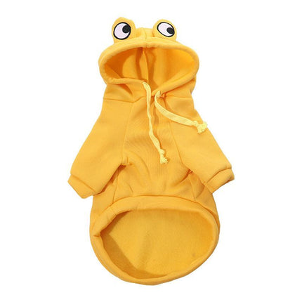 Dog Hoodie Frog-Themed Autumn Winter Pet Clothing Small Medium Dogs Soft - Pink - Size M