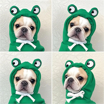 Dog Hoodie Frog-Themed Autumn Winter Pet Clothing Small Medium Dogs Soft - Purple - Size M