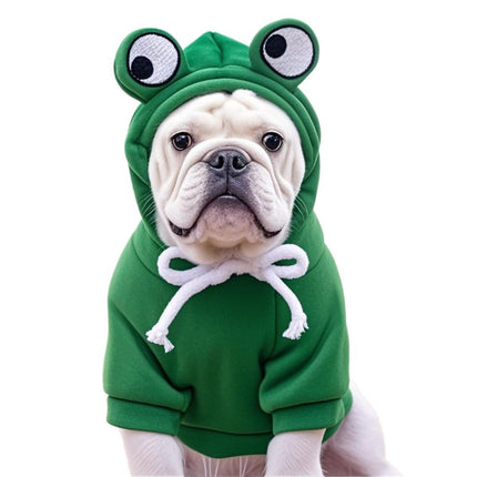Dog Hoodie Frog-Themed Autumn Winter Pet Clothing Small Medium Dogs Soft - Yellow - Size L