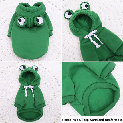 Dog Hoodie Frog-Themed Autumn Winter Pet Clothing Small Medium Dogs Soft - Yellow - Size L