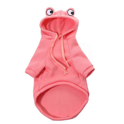 Dog Hoodie Frog-Themed Autumn Winter Pet Clothing Small Medium Dogs Soft - Yellow - Size XL