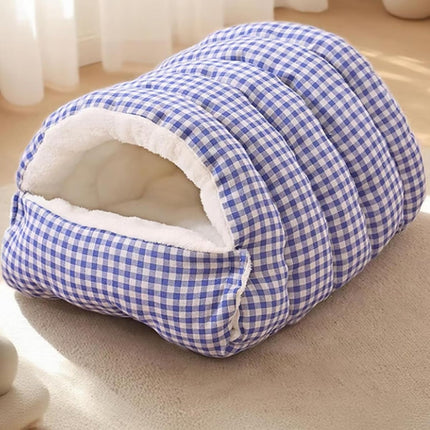Cozy Monster Cat Bed, Cave Style Pet Bed, Cat Beds for Indoor Cats, Cat Cave Bed Cat Tent with Removable Cushion, Warm Cave Nest Sleeping Bed Puppy House for Cats Small Dogs - Blue - Size 43cm*40cm*28cm
