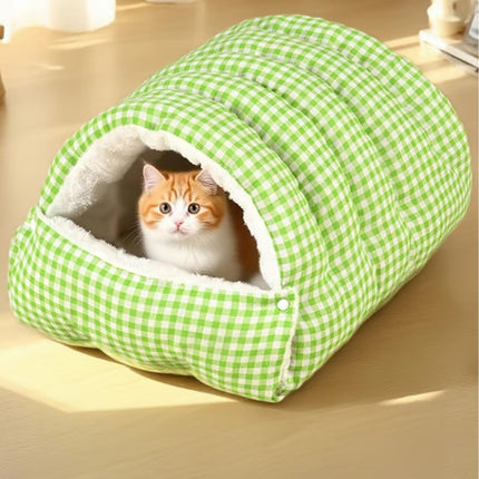Cozy Monster Cat Bed, Cave Style Pet Bed, Cat Beds for Indoor Cats, Cat Cave Bed Cat Tent with Removable Cushion, Warm Cave Nest Sleeping Bed Puppy House for Cats Small Dogs - Green - Size 30cm*28cm*20cm