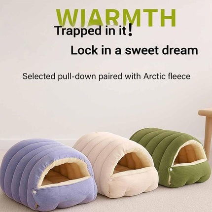 Cozy Monster Cat Bed, Cave Style Pet Bed, Cat Beds for Indoor Cats, Cat Cave Bed Cat Tent with Removable Cushion, Warm Cave Nest Sleeping Bed Puppy House for Cats Small Dogs - Pink - Size 43cm*40cm*28cm
