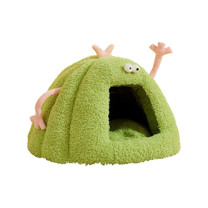 Winter Warm Cats Bed Cartoon Theme Design Highly Density Removable Cover Shelter House Rest Bed for Small Breeds Winter Warm Cats House - Green - Size 45cm*40cm