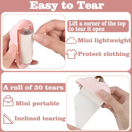 Mini Lint Roller Travel Size, Reusable Lint Roller for Travel, Pet Hair Remover Portable Lint Roller for Clothes with 150 Sheets Refillable - Blue - Size 10cm