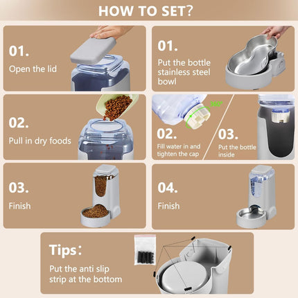 Cat Feeder Automatic Cat Feeder Cat Water Dispenser Cat Feeding Set