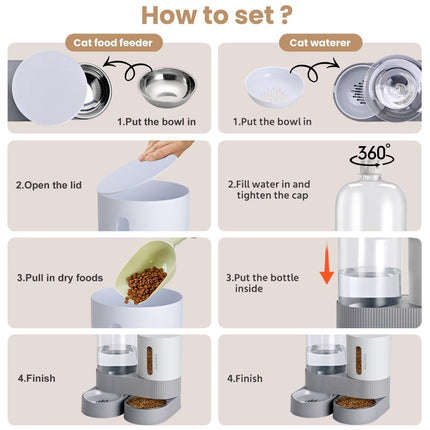 Cat Automatic Feeder Cat Water Dispenser Pet Feeding Set Cat Food