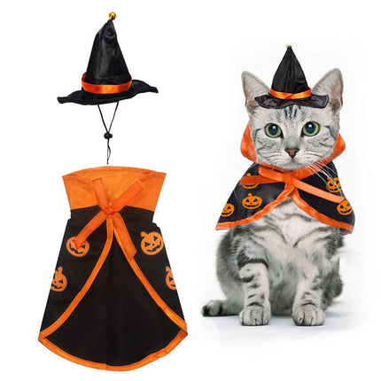 Halloween Cat Costume Cloak Witch Hat Pet Accessories Halloween