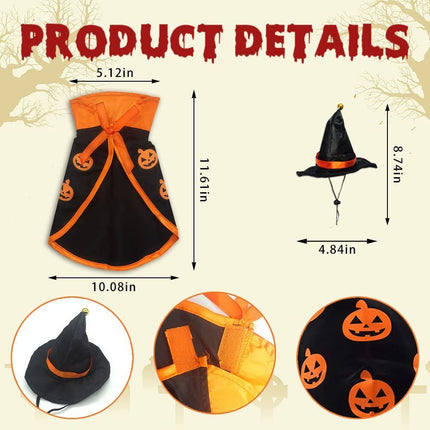 Halloween Cat Costume Cloak Witch Hat Pet Accessories Halloween