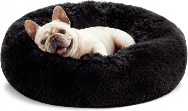 Pet Bed Anti-Anxiety Pet Bed Donut Pet Bed Small Dog (Black / 20in)