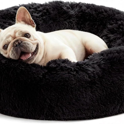 Pet Bed Anti-Anxiety Pet Bed Donut Pet Bed Small Dog (Black / 24in)