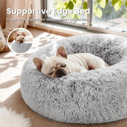 Pet Bed Anti-Anxiety Pet Bed Donut Pet Bed Small Dog (Black / 24in)