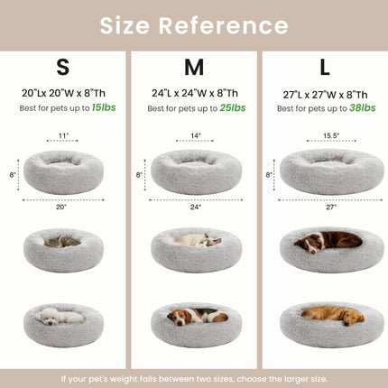 Pet Bed Anti-Anxiety Pet Bed Donut Pet Bed Small Dog (Black / 27in)