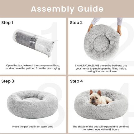Pet Bed Anti-Anxiety Pet Bed Donut Pet Bed Small Dog Bed (Gray / 20in)