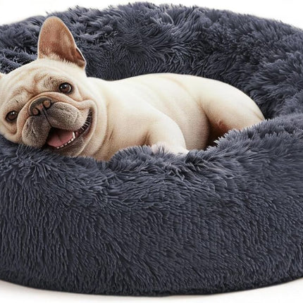 Pet Bed Anti-Anxiety Pet Bed Donut Pet Bed Small Dog Bed (Gray / 27in)