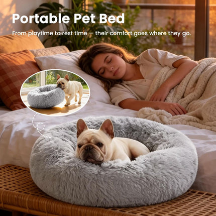 Pet Bed Anti-Anxiety Pet Bed Donut Pet Bed Small Dog Bed (Size 27in)