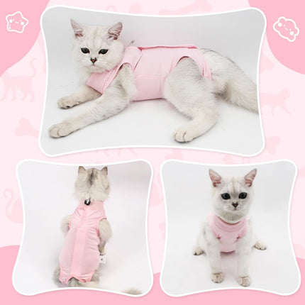 Cat Recovery Jumpsuit Abdominal Wound Protection Post-Surgery Cat Clothing - Yellow - Size S(Above 16 oz)
