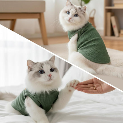 3PCS Waffle Knit Pet Shirt Sphynx Cat Clothing Small Dog T-Shirt Pet Fashion - Purple&Blue&Green / L(7.6-12lb)