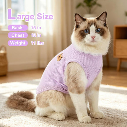 3PCS Waffle Knit Pet Shirt Sphynx Cat Clothing Small Dog T-Shirt Pet Fashion - Purple&Blue&Green / M(4.1-7.5lb)
