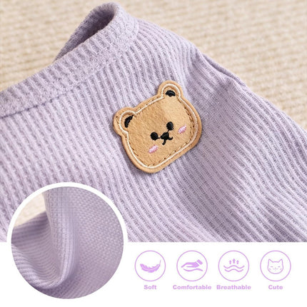 3PCS Waffle Knit Pet Shirt Sphynx Cat Clothing Small Dog T-Shirt Pet Fashion - Purple&Blue&Green / XL(12.1-16lb)