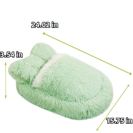 Dog Bed with Cover Cave, Orthopedic Dog Bed with Blanket, Pet Bed Cozy Cuddler Mat, Anti-Anxiety Calming Pad for Puppy Cat - Green - Size 24.07"L x 15.75"W x 3.54"Th