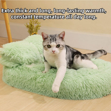 Dog Bed with Cover Cave, Orthopedic Dog Bed with Blanket, Pet Bed Cozy Cuddler Mat, Anti-Anxiety Calming Pad for Puppy Cat - Green - Size 24.07"L x 15.75"W x 3.54"Th