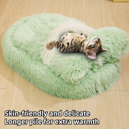 Dog Bed with Cover Cave, Orthopedic Dog Bed with Blanket, Pet Bed Cozy Cuddler Mat, Anti-Anxiety Calming Pad for Puppy Cat - Green - Size 24.07"L x 15.75"W x 3.54"Th