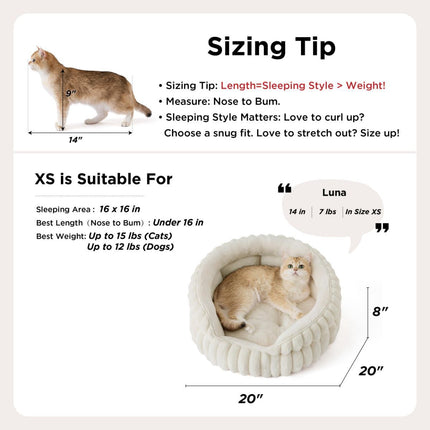 Cat Bed Plush Cat Bed Round Cat Bed Cat Furniture Cat (Beige / 23in)