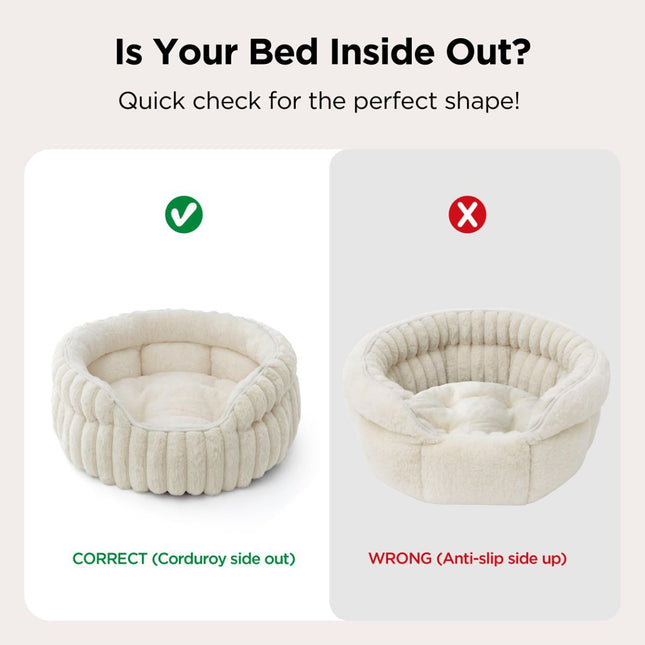 Cat Bed Plush Cat Bed Round Cat Bed Cat Furniture Cat (Beige / 26in)