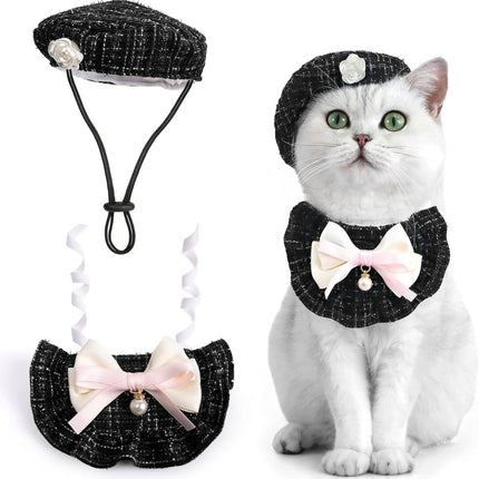 Cat Beret Cat Headscarf Pet Outfit Cat Accessories Halloween (Pink)