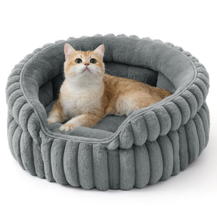 Cat Bed Plush Cat Bed Round Cat Bed Cat Furniture Cat (Navy / 26in)